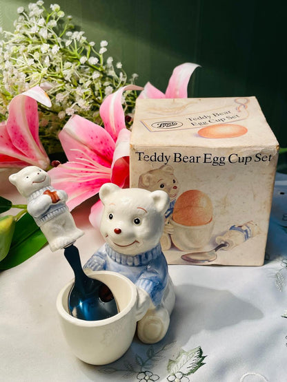 Boots Teddy Bear Egg Cup Set with Spoon & Original Box 10 cm