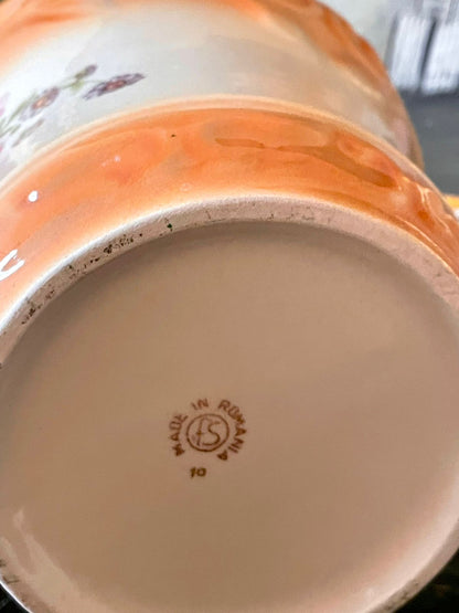 Vintage Floral Ceramic Planter / Cachepot – Made in Romania