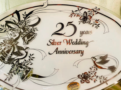 Fiesta Silver Wedding Anniversary Crystal Plate – 15 Inch