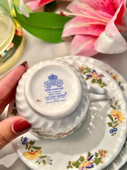 Aynsley Cottage Garden Fine Bone China Trio Set 3 Piece