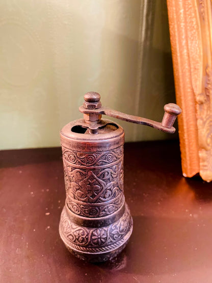 Vintage Hand Crank Coffee Grinder 4 Inch Ornate Metal Mill