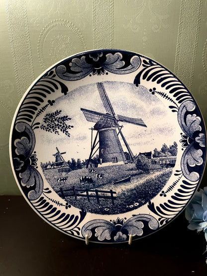 Delfts Handwerk Blue Windmill Decorative Plate 9 Inch
