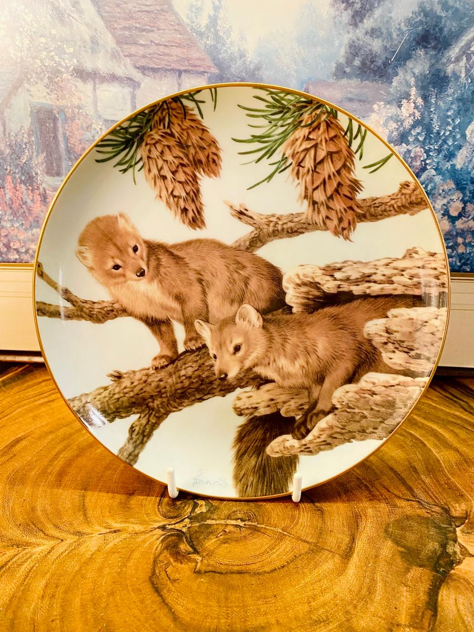 Vintage Pine Marten Plate Forest Year February Porcelain 1982