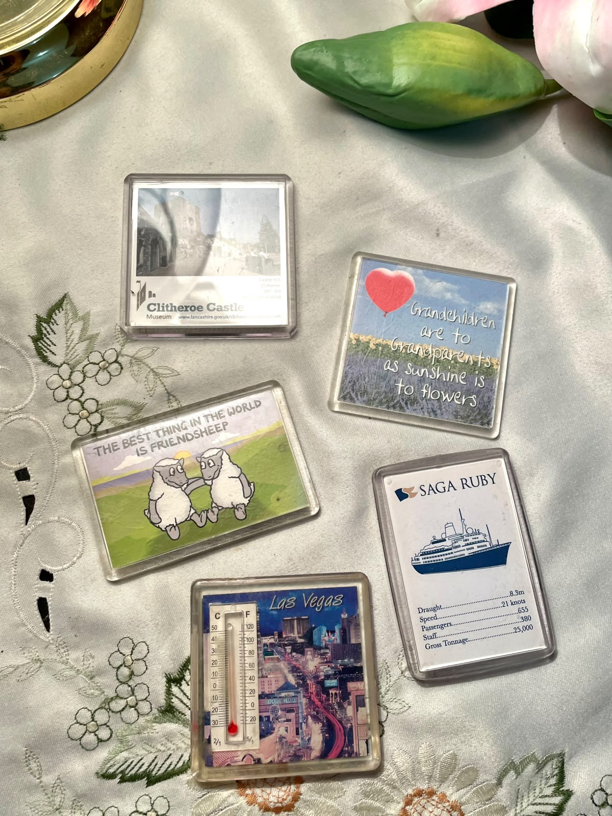 Vintage Travel & Quote Fridge Magnets – 5 Piece Set