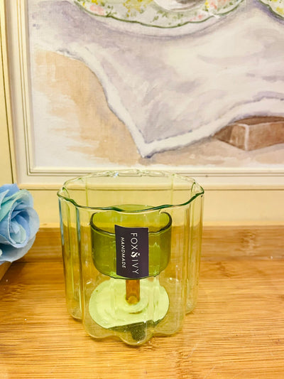 Vintage Green Glass Candle Burner – Elegant Home Décor Accent