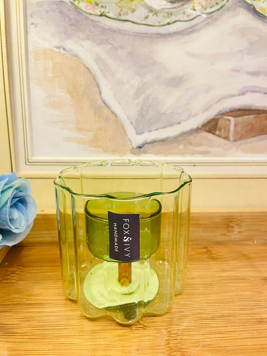 Vintage Green Glass Candle Burner – Elegant Home Décor Accent