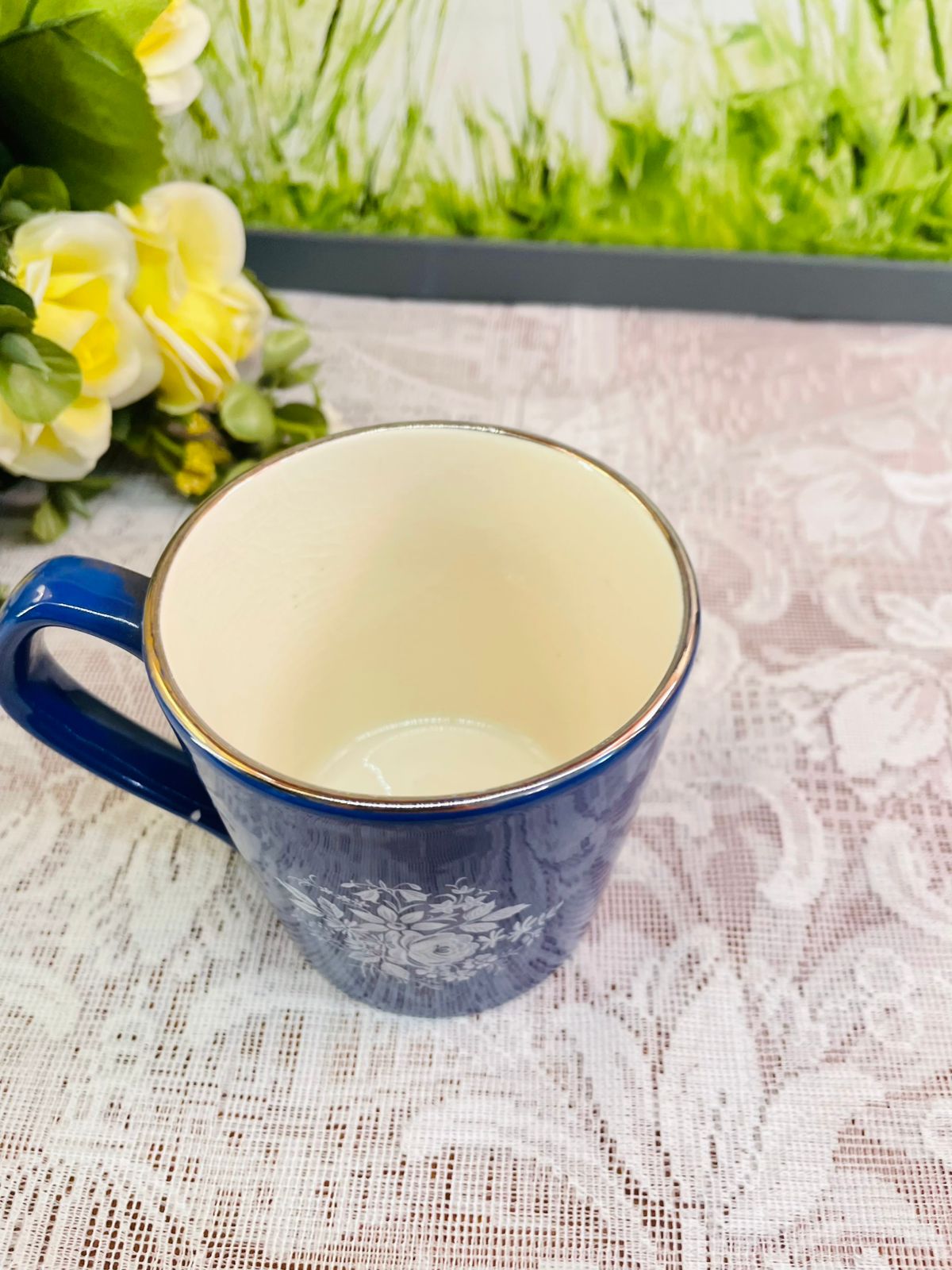 Sandland Blue Floral Ceramic Mug | Made in England