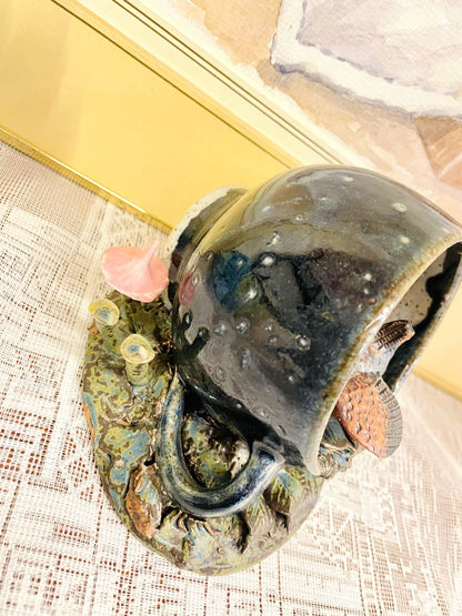Vintage Bird in a Cup Ceramic Figurine - Handcrafted Nature-inspired Art