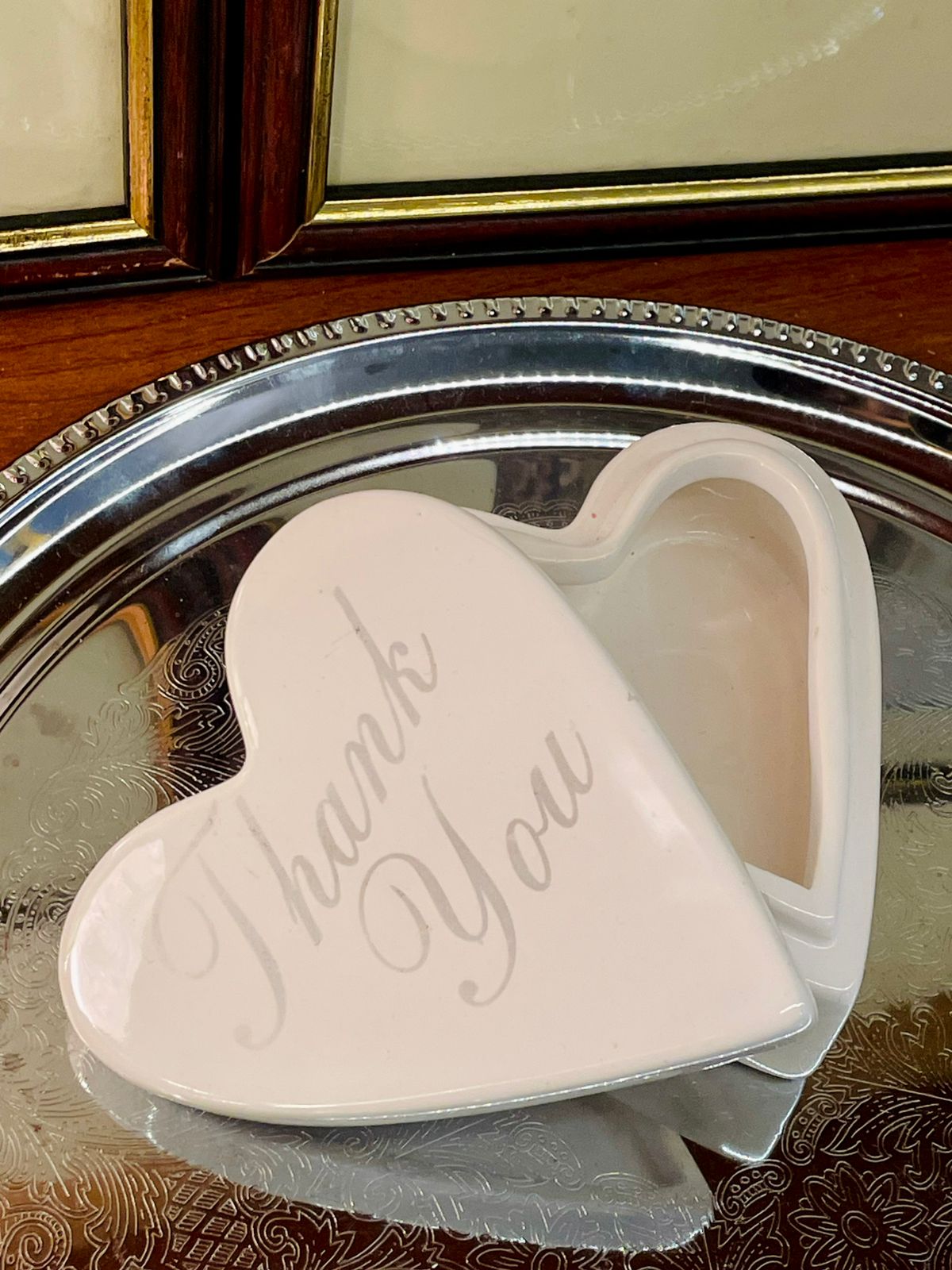 Heart-Shaped Ceramic Trinket Box with “Thank You” Lid