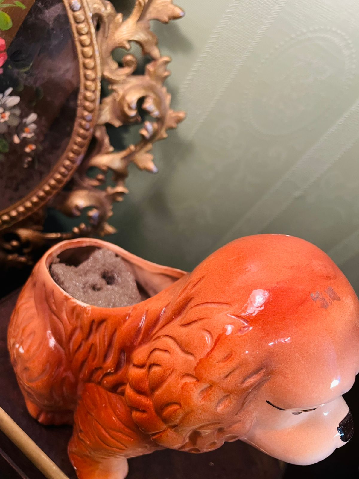 Vintage Ceramic Spaniel Dog Planter Vase 6 Inch