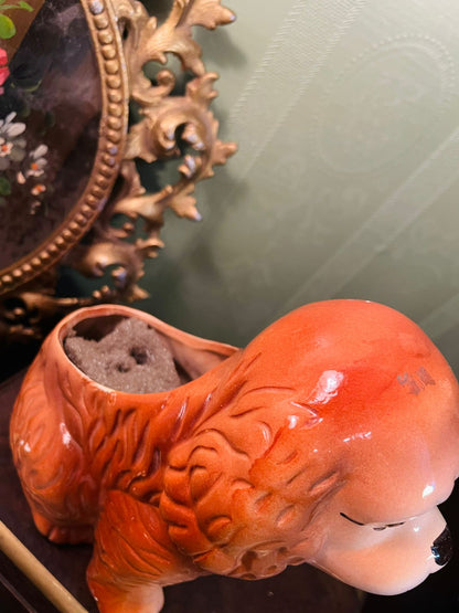 Vintage Ceramic Spaniel Dog Planter Vase 6 Inch