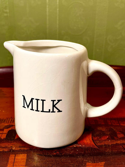Vintage Ceramic Milk Jug | 5 Inch Farmhouse Creamer Pitcher