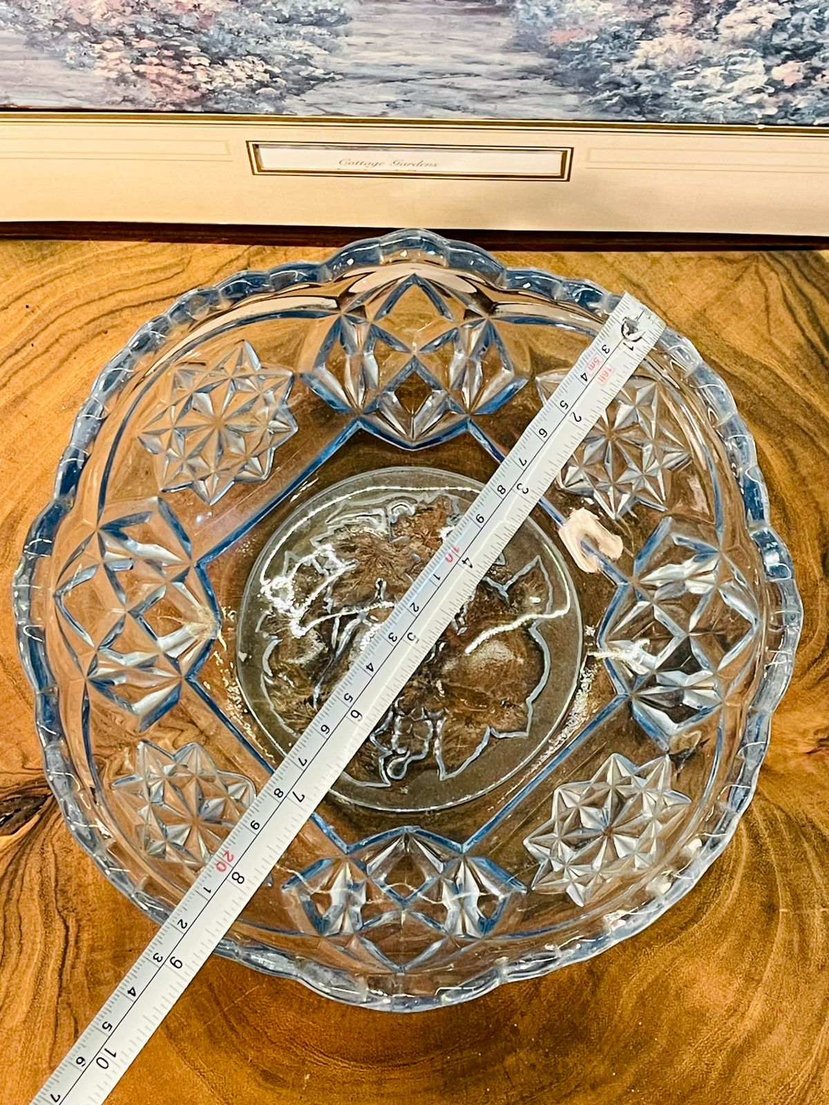 Vintage Cut Crystal Bowl | Starburst Glass Serving Bowl