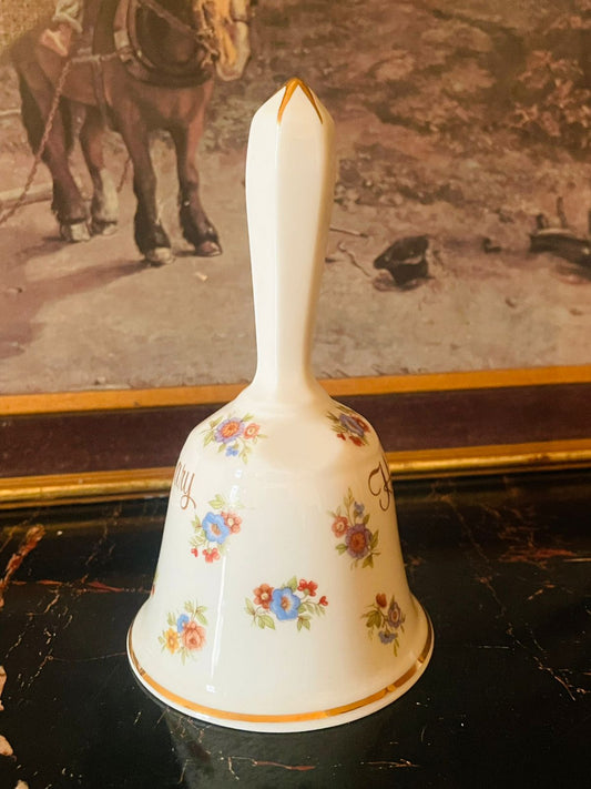 Vintage English Porcelain Table Bell – Floral Design
