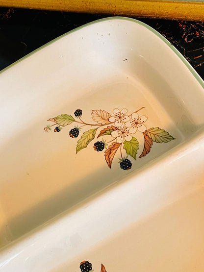 Vintage Blackberry Floral Divided Serving Dish – Portion Dish - Oven Safe , Made in England