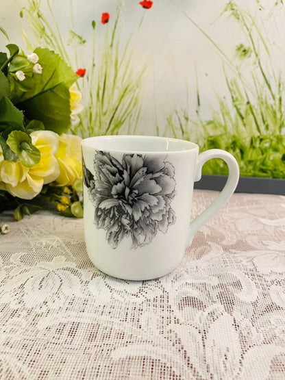 Royal Worcester Black Peony Fine Porcelain Mug