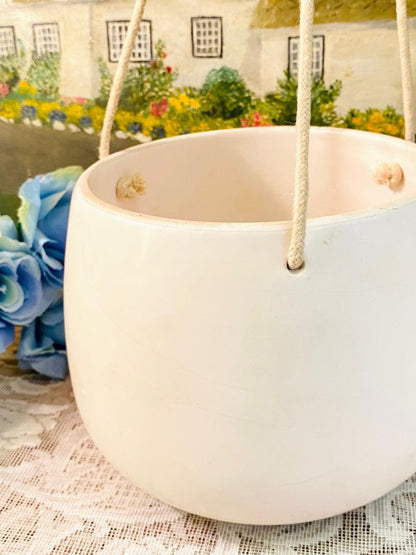 Minimalist White Hanging Planter – Ceramic Indoor Decor