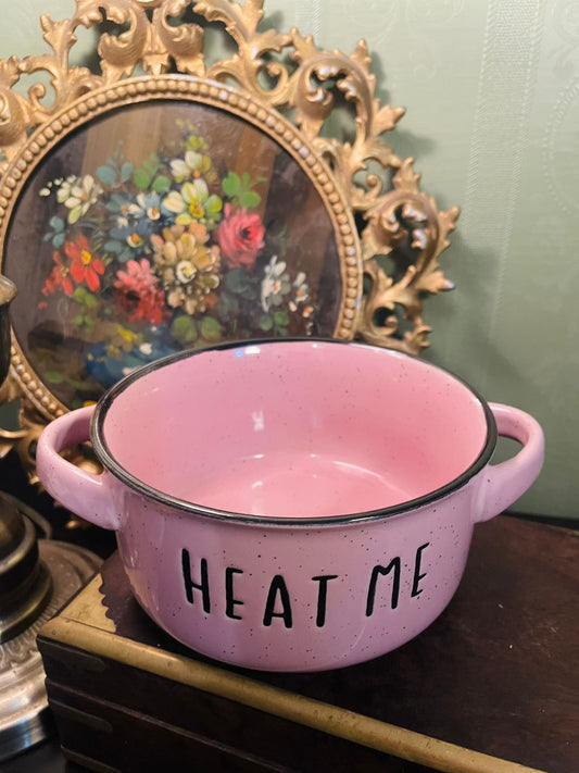 Pink Enamel Heat Me Pot 5 Inch