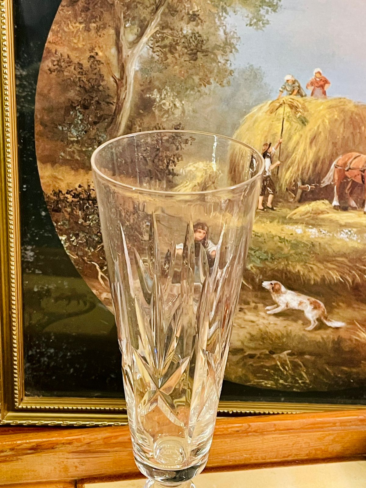 Tall Cut Crystal Pedestal Vase – Elegant Display Centerpiece