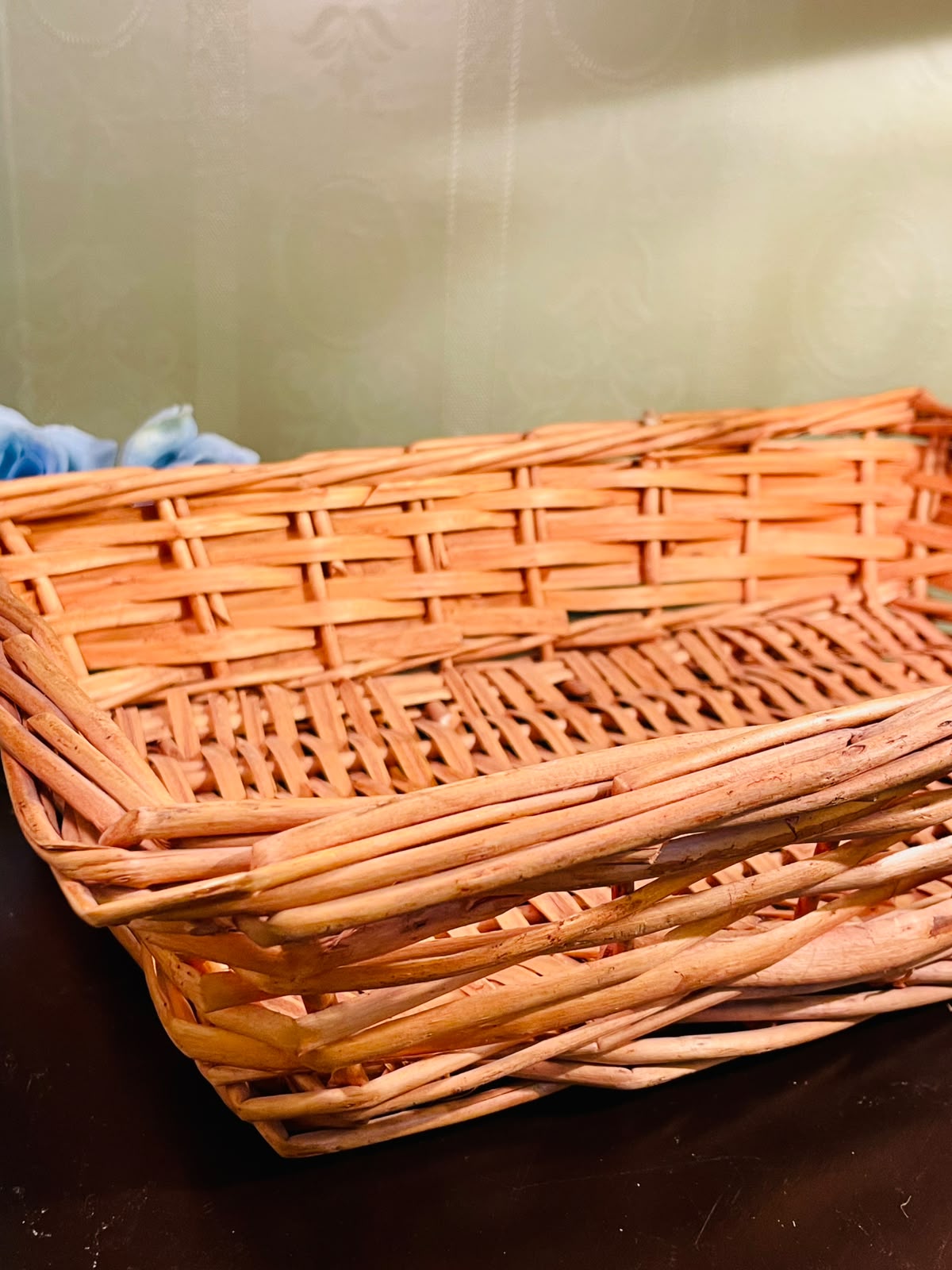 Large Rectangular Wicker Storage Basket – Natural Woven Basket