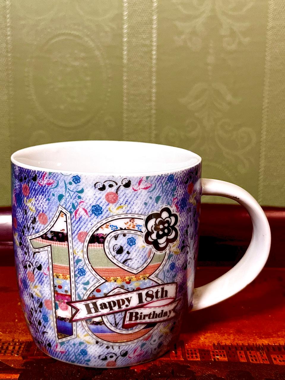 Laura Darrington 18th Birthday Floral Mug – 4"
