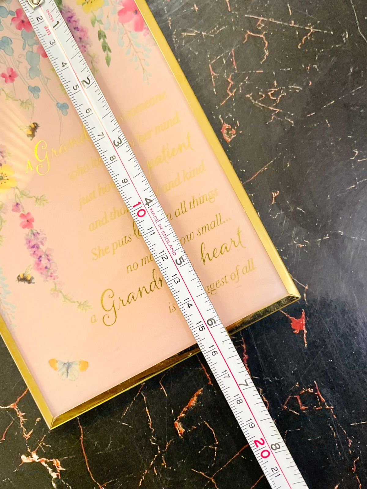 Grandma Floral Sentiment Frame with Gold Trim 6.2 inch