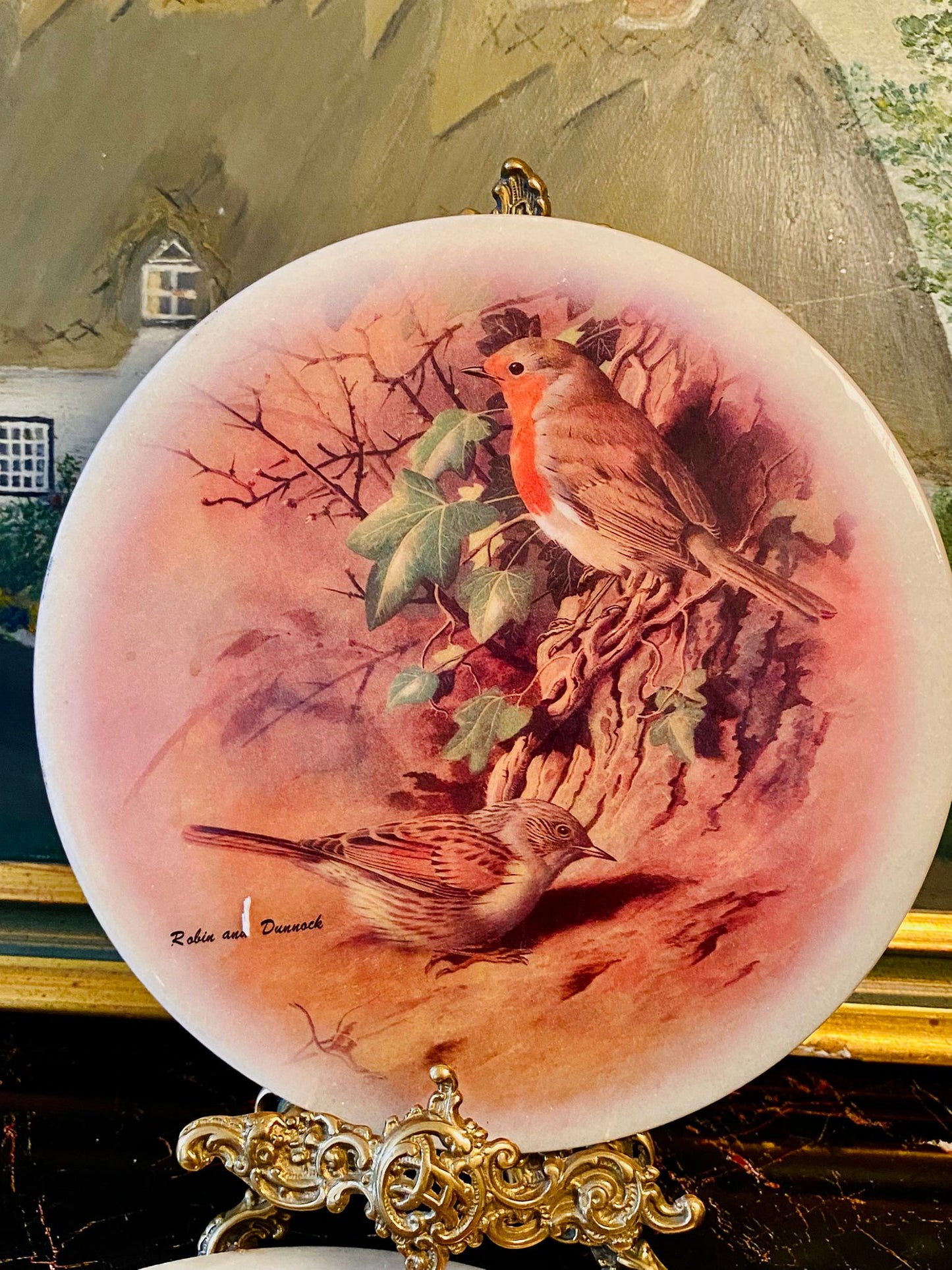 Set of 2 Bird Decor Plates – Robin & Dunnock, and Chaffinch Designs (Approx. 8 Inches Each)