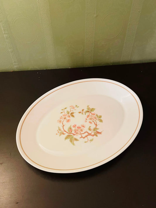 Vintage Floral Oval Serving Platter 12 Inch Cottage Core Decor