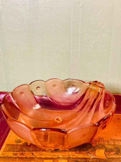 Amber Crystal Scalloped Serving Bowl 10"