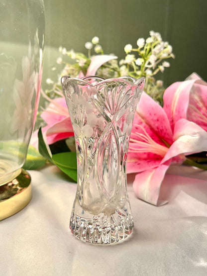 Vintage Clear Crystal Fluted Vase – Approx. 5 Inch