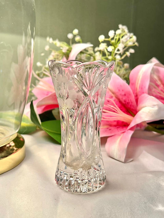 Vintage Clear Crystal Fluted Vase – Approx. 5 Inch