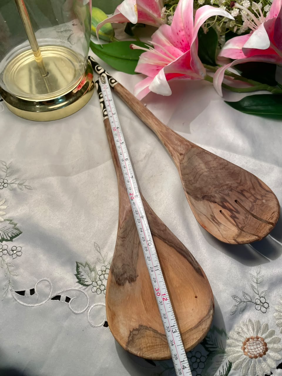 Wooden Serving Spoon Set 2 Pieces 14 Inch