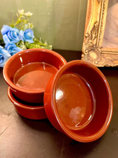 Set of 3 Vintage Terracotta Ceramic Bowls 4 Inch