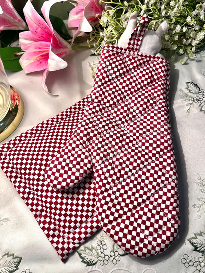 Fabric Bear Hanging Pocket Organizer Red Check 12 Inch