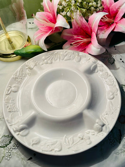 White Embossed Fruit Serving Platter – 11 Inch