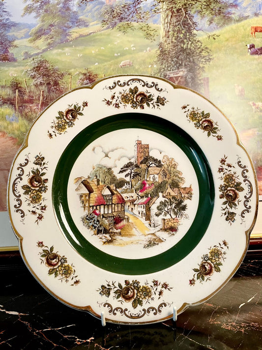 Vintage Ascot Decorative Wall Plate 11 in – Wood & Sons England – Classic Village Scene Collectible