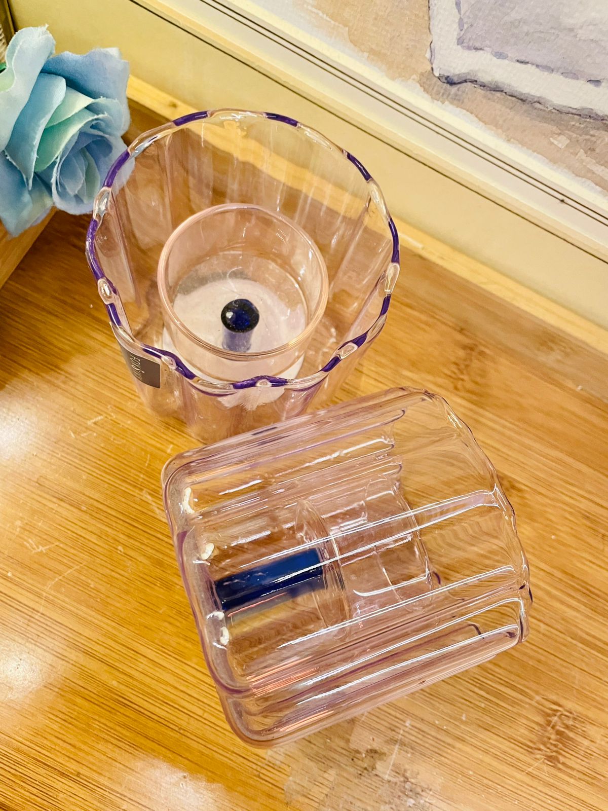 Fox & Ivy Handmade Purple Glass Candle Holders – Elegant Décor Set