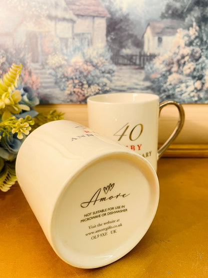 40th Ruby Anniversary Mug Set – Couple Gift Box