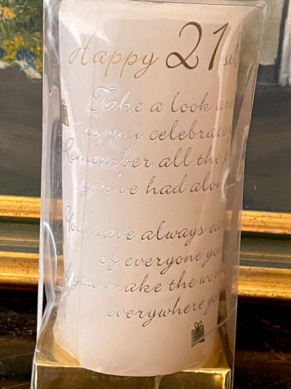 Happy 21st Birthday Candle Gift with box and ribbon packing