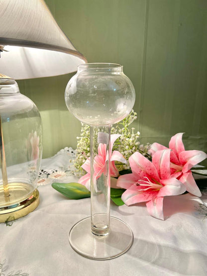 Tall Clear Crystal Pedestal Vase 10.5"