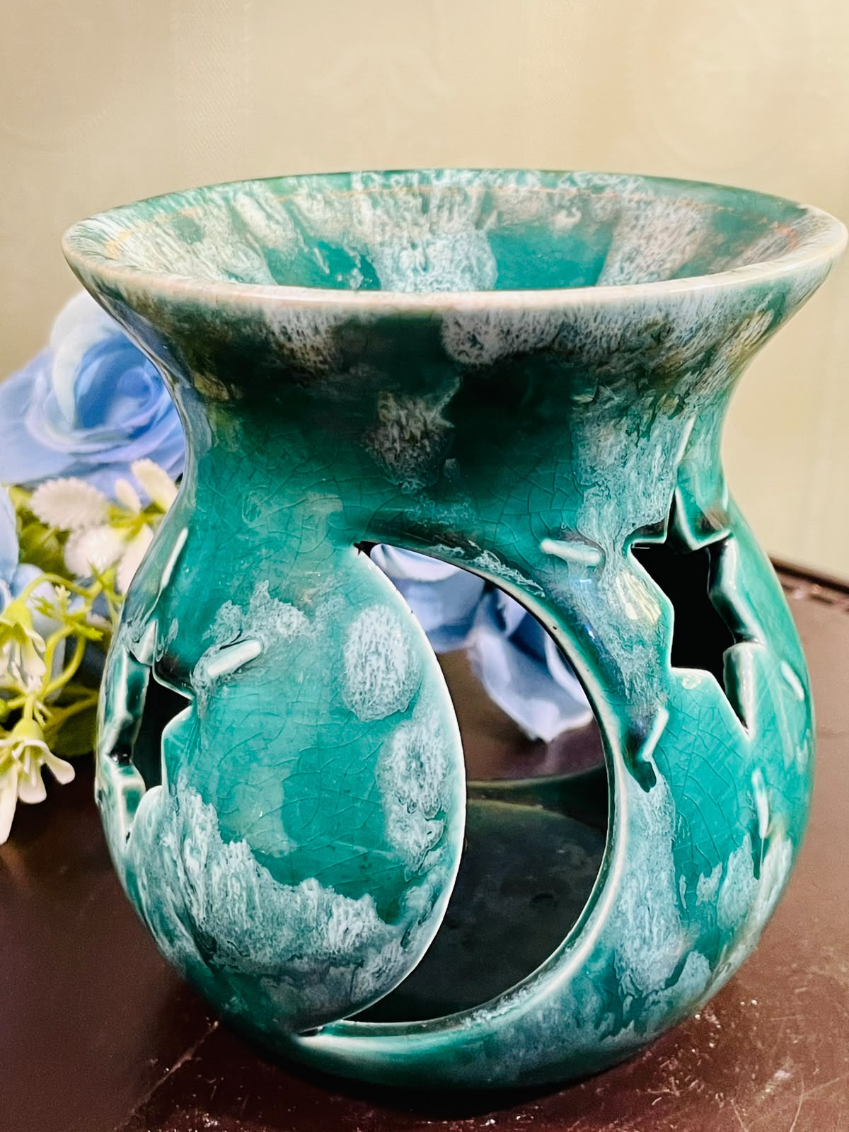 Turquoise Ceramic Wax Melt Burner – Decorative Oil Burner & Tealight Warmer (5 Inch)
