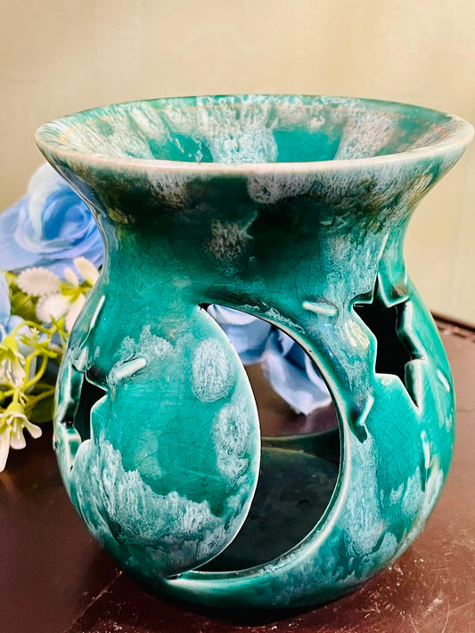 Turquoise Ceramic Wax Melt Burner – Decorative Oil Burner & Tealight Warmer (5 Inch)