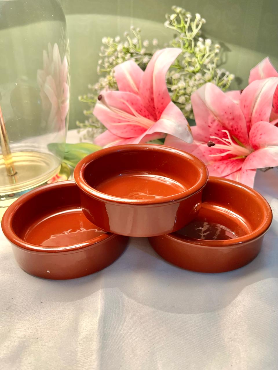 Terracotta Oven-Safe Ramekins – 3 Piece Set, 4 Inch