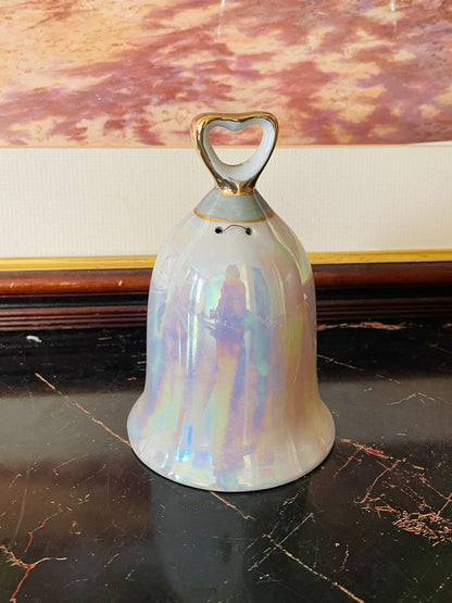 Vintage Cayman Islands Souvenir Porcelain Bell – Iridescent Finish with Sea Turtle Design