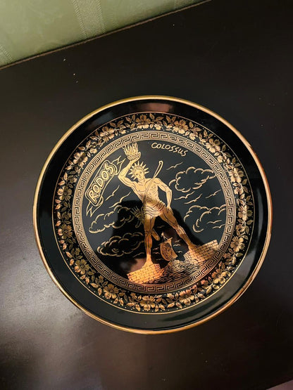 Vintage Rhodes Colossus 24K Gold Greek Plate 9.5"