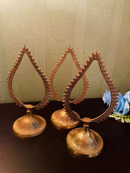 Vintage Brass Leaf Frame Candle Holder