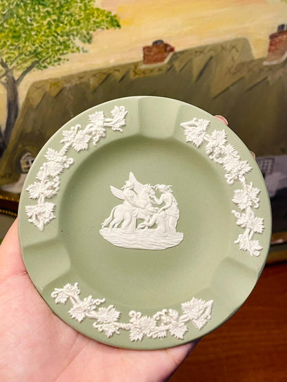 Rare Find Wedgwood Jasperware Green Ashtray | England