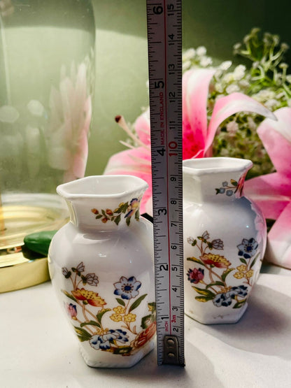Aynsley Cottage Garden Fine Bone China Vases Pair 8.5cm
