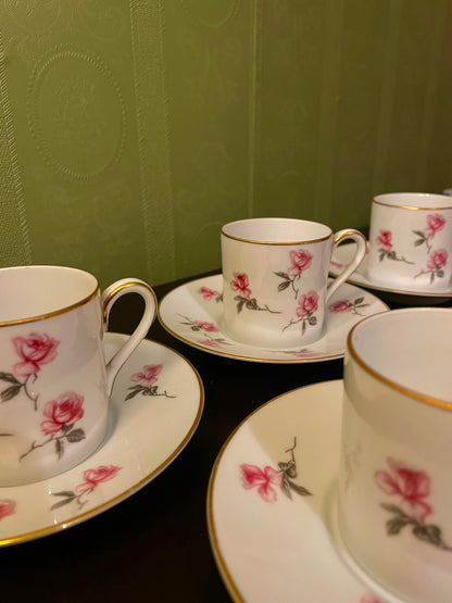 Vintage noritake China Rose Coffeecup & Saucer Set of 5