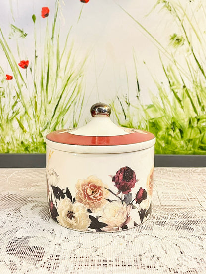 Floral Ceramic Lidded Storage Jar